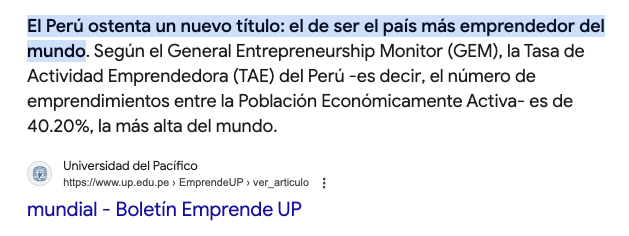 Pero ostenta titulo de pais mas emprendedor